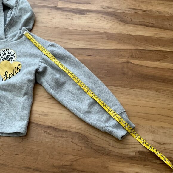Levi’s Fleece Pullover Hoodie Gray Hearts Cropped Youth Girls Medium - Picture 6 of 9